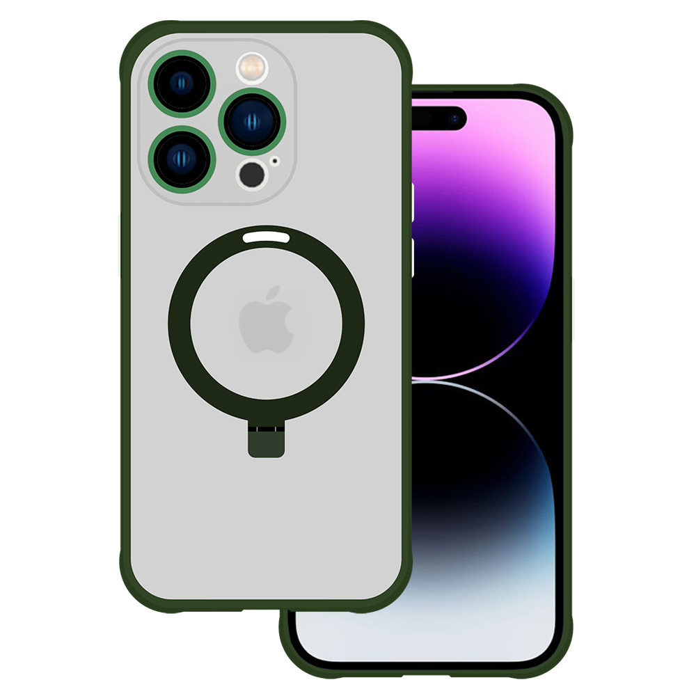 Tel Protect Magical magnetinis MagSafe dėklas su stovu Iphone 15 Pro, žalias