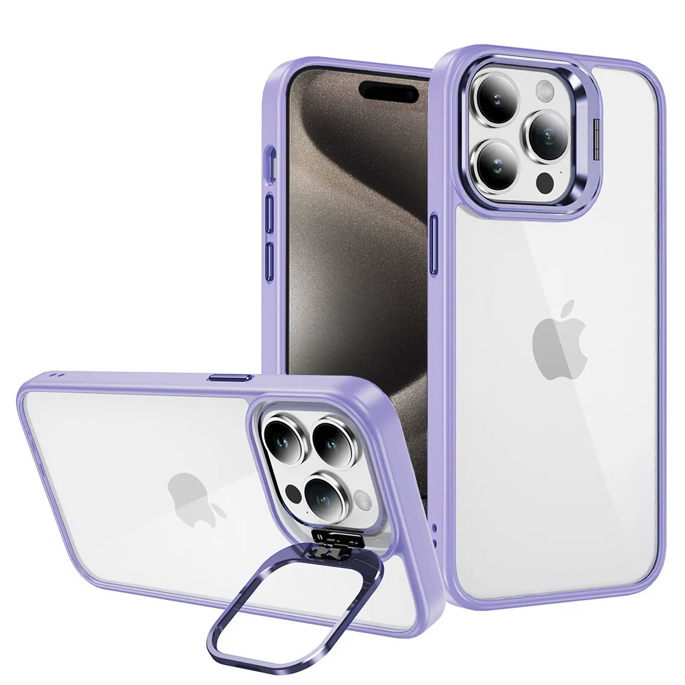 Tel Protect Dėklas telefonui su stovu ir kameros stiklu iPhone 11 Pro šviesiai violetinis