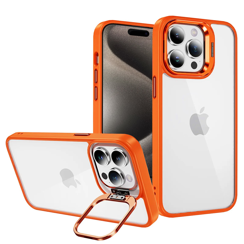 Tel Protect Dėklas telefonui su stovu + kamera stiklas (lęšis) skirtas iPhone 11 Pro oranžinis