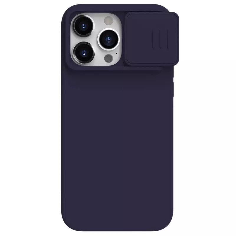 Dėklas Nillkin CamShield Silky Silicone Apple iPhone 15 Pro Max tamsiai violetinis