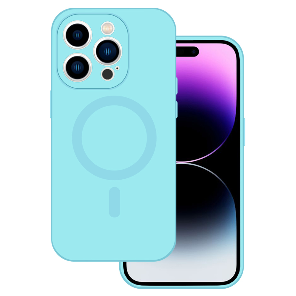 TEL PROTECT magnetinis silikoninis dėklas telefonui Iphone 14 šviesiai mėlynas