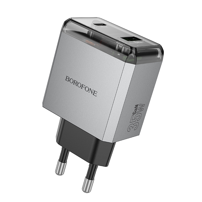 Borofone Įkroviklis BN20 Lena (m) - USB + Type C - PD 35W pilkas