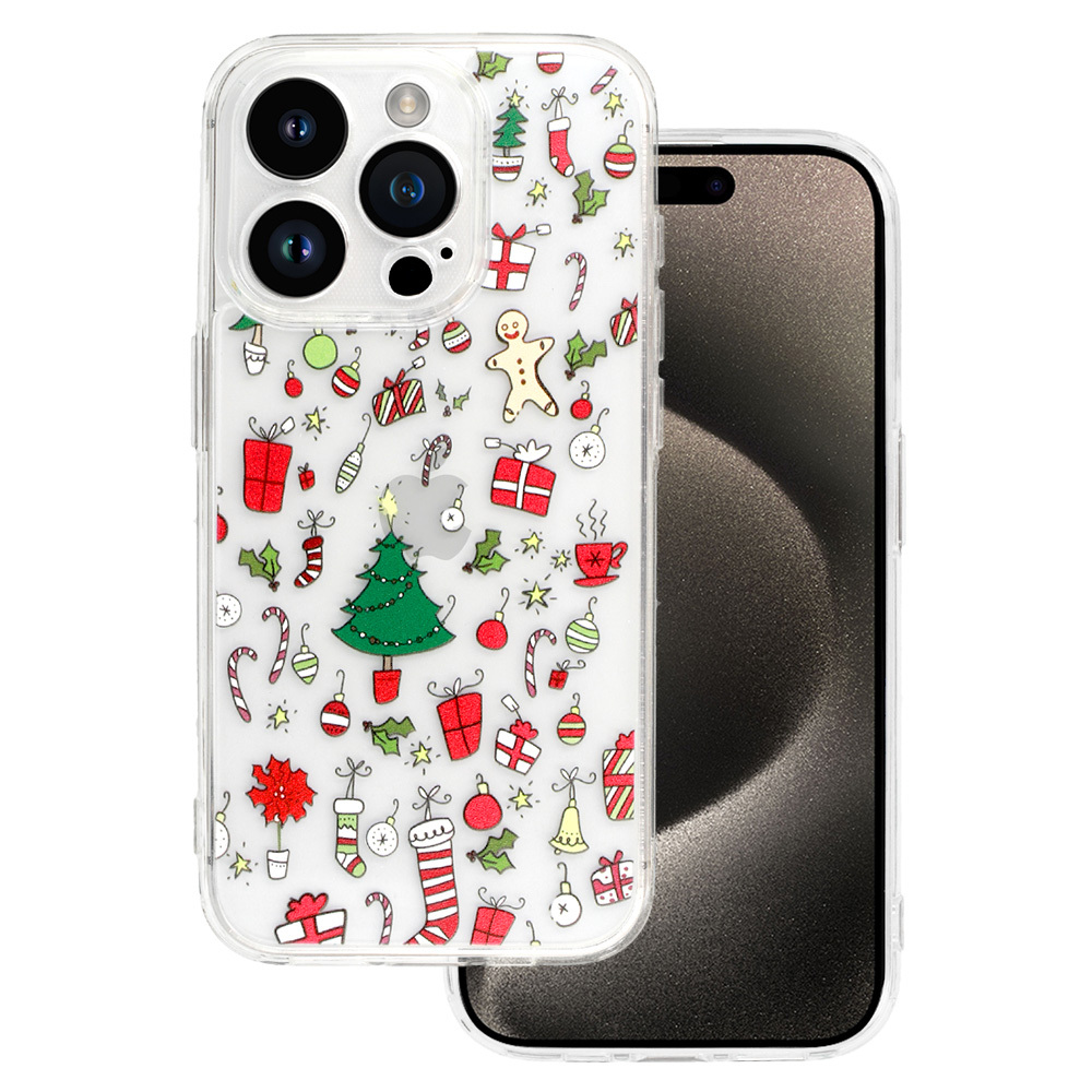 TEL PROTECT Kalėdinis skaidrus dėklas telefonui Iphone 14 Dizainas 2