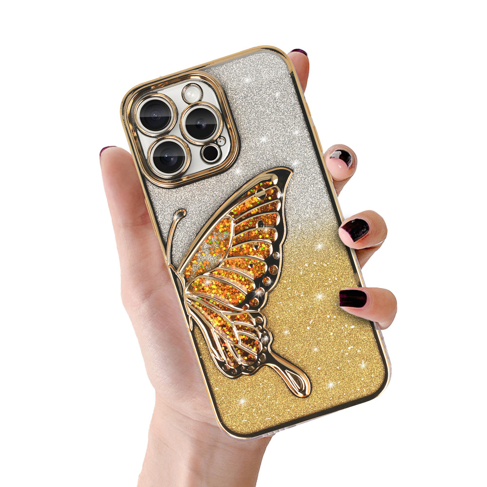 Tel Protect Butterfly Water dėklas telefonui Iphone 16 Pro Max auksinis