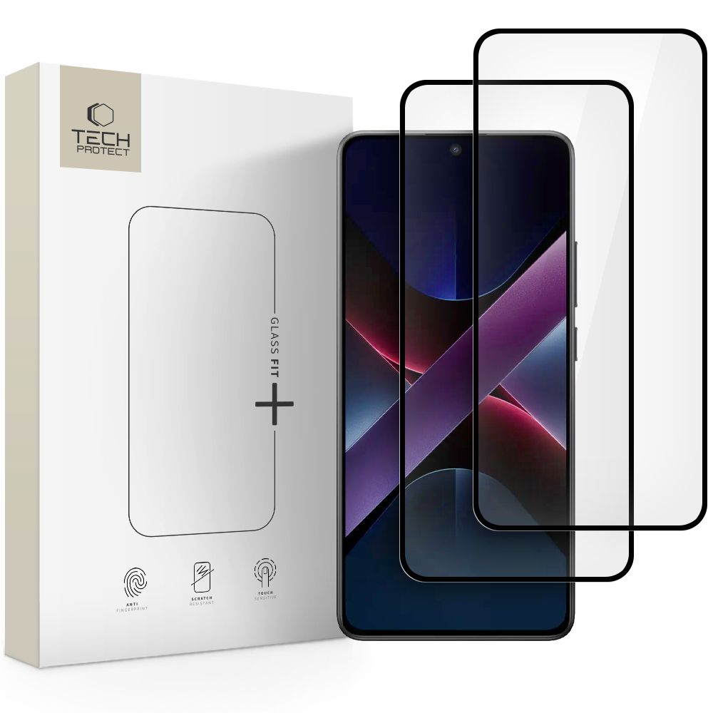 Закалённое стекло Tech-Protect Glass Fit+ 2-pack для Xiaomi Poco X7 5G - чёрный
