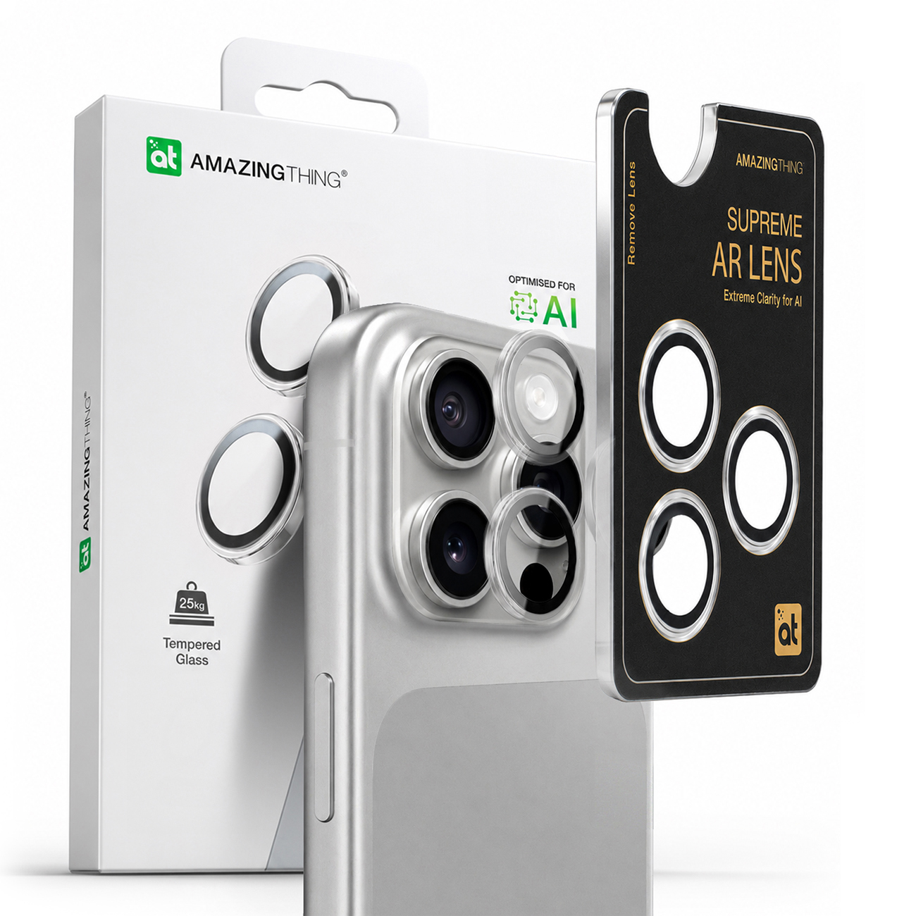 AmazingThing AR 3 objektyvų pilno stiklo skaidrus grūdintas stiklas iPhone 16 Pro / 16 Pro Max telefonui – permatomas