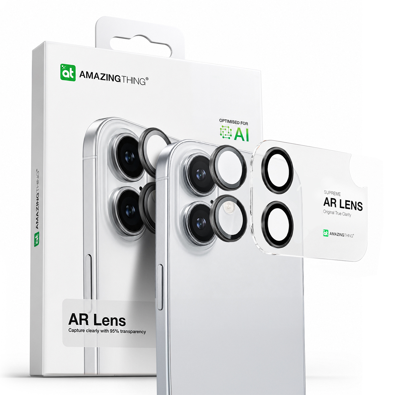 AmazingThing Lens Glass for iPhone 17 with Black Aluminum Frame
