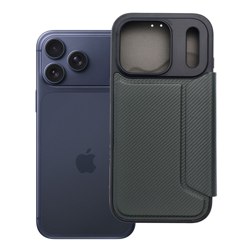 Dėklas telefonui Razor Book skirtas iPhone 17 Pro - tamsiai žalias