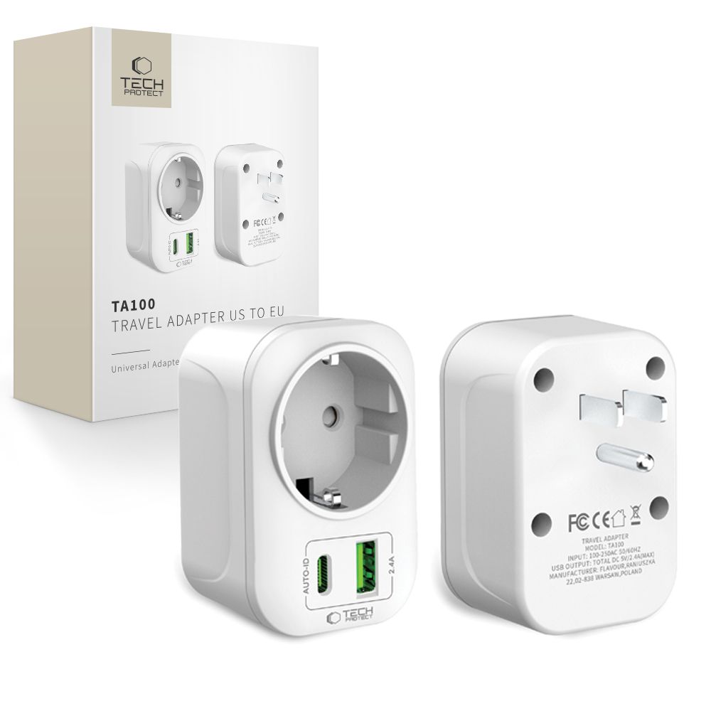 Tech-Protect TA100 US adapteris baltas