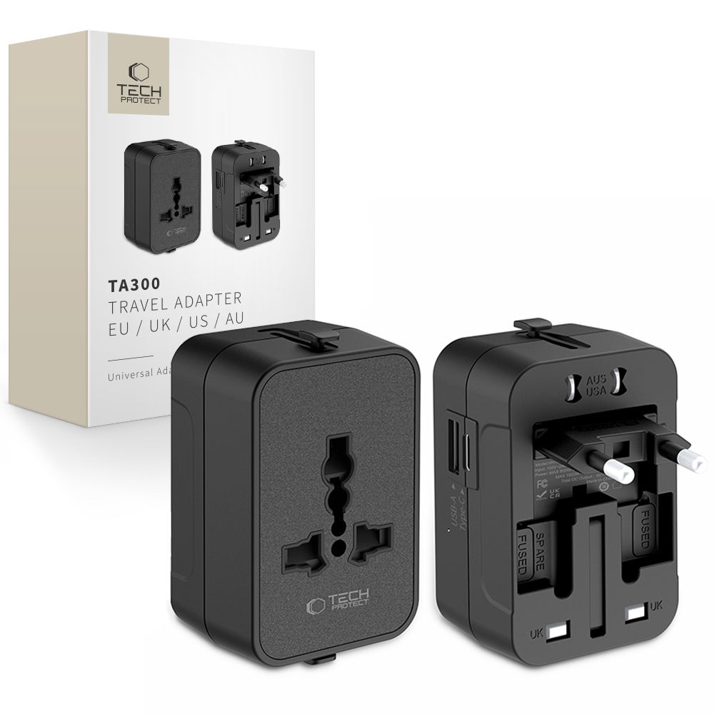 TECH-PROTECT TA300 kelioninis adapteris EU / UK / US / AU juodas