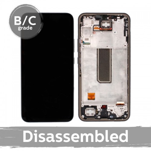 LCD ekranas Samsung A346 A34 5G su rėmeliu sidabrinis (8,5/10 naudotas)