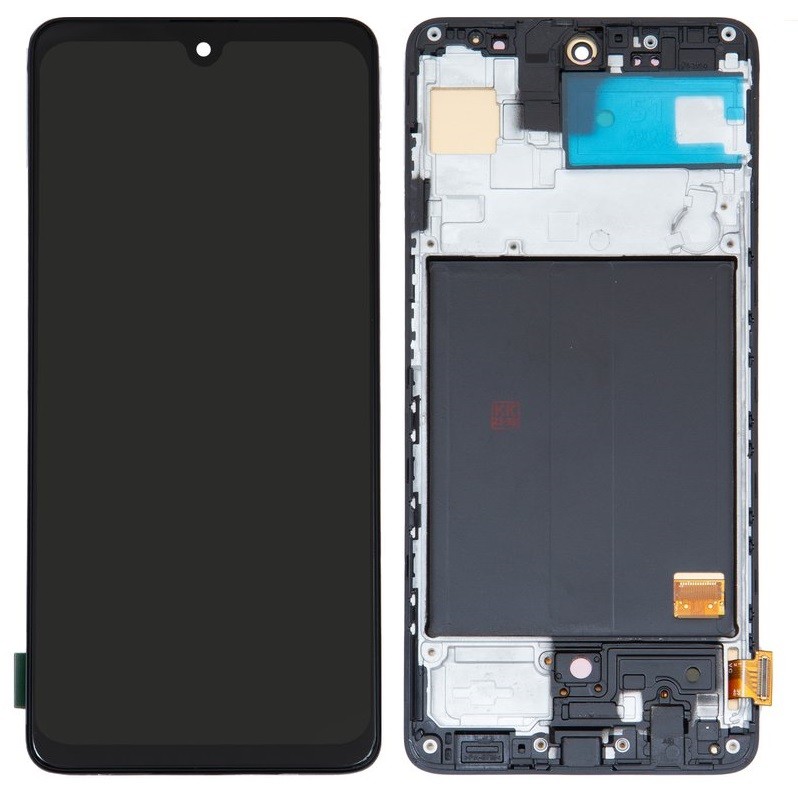 Ekranas Samsung A515 A51 2020 su lietimui jautriu stikliuku ir rėmeliu Black originalus (used Grade C)