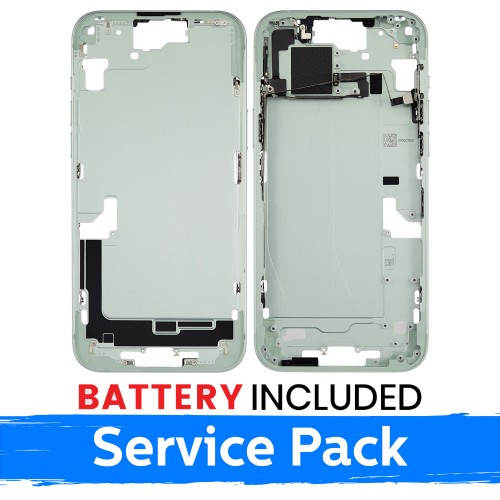 Ekrano rėmas / Vidinis korpusas skirtas Apple iPhone 15 Plus korpusas + baterija / Green / (Service Pack)