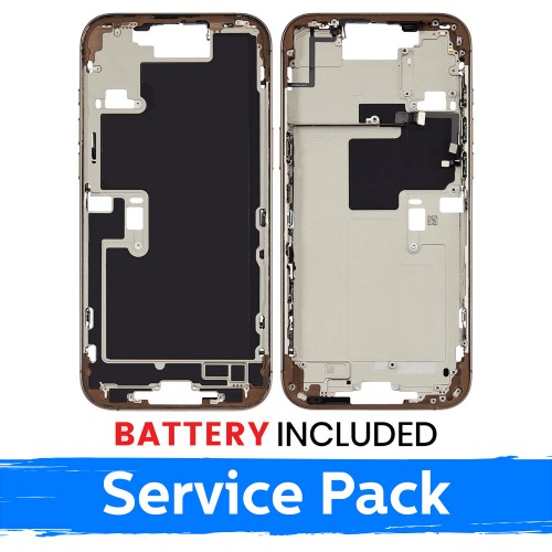 Средняя рамка Apple iPhone 16 Pro Max задняя крышка + аккумулятор / Desert Titanium / (сервисный пак)