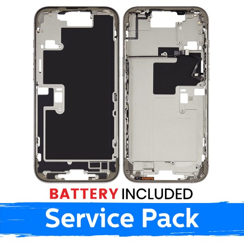 Mid-Frame Housing Apple iPhone 16 Pro Max Back Housing + Battery / White Titanium / (Service Pack)