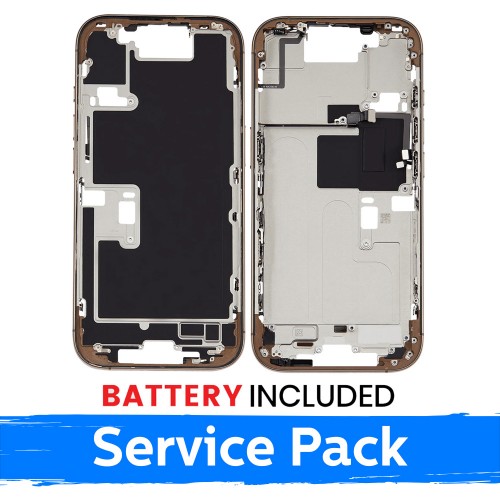 Apple iPhone 16 Pro vidurinio rėmo korpusas + baterija / Dykumos titanas / (Aptarnavimo pakuotė)