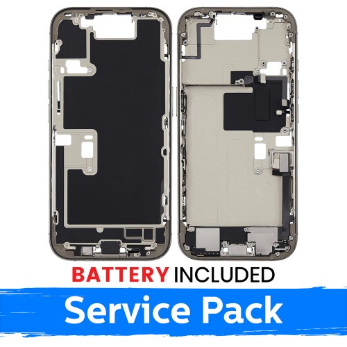 Apple iPhone 16 Pro vidurinio rėmo korpusas + baterija / Natūralus titanas / (Aptarnavimo pakuotė)