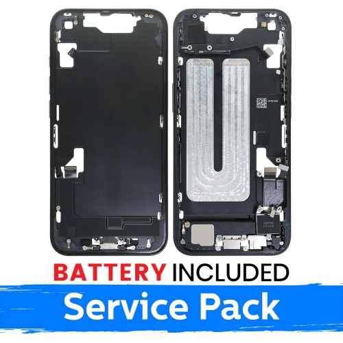 Ekrano rėmas / Vidinis korpusas skirtas Apple iPhone 16e korpusas + baterija / Black / (Service Pack)