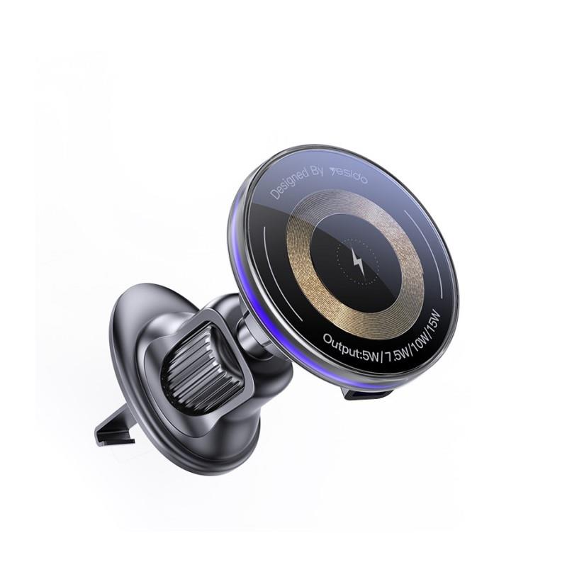 Yesido C308 Magnetinis Automobilinis Ventiliacijos Laikiklis Belaidis 15W MagSafe Juodas