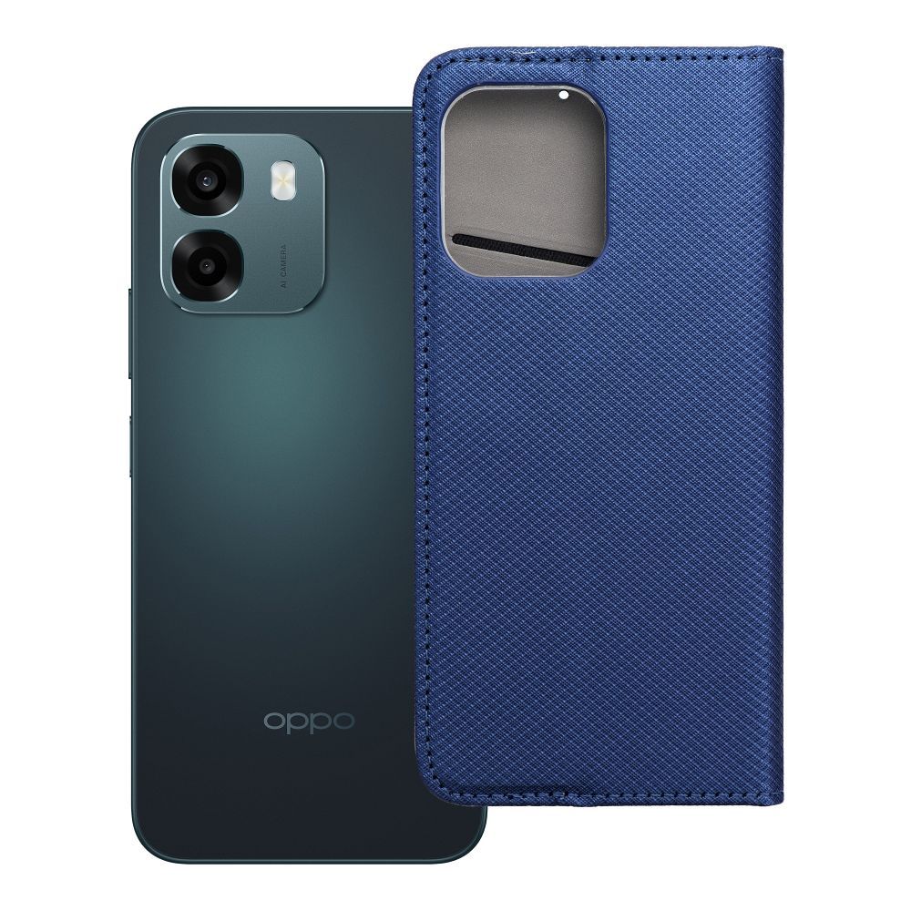 Atverčiamas Smart Case Book dėklas, skirtas Oppo A6, tamsiai mėlynas