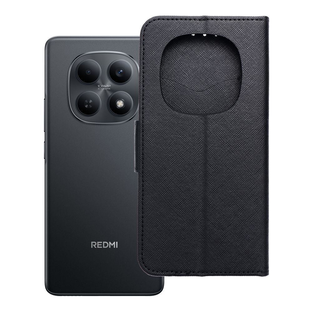 FANCY Book dėklas XIAOMI Redmi Note 15 5G juodos spalvos
