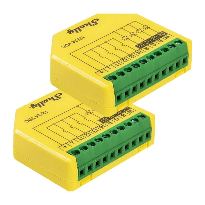 SHELLY Plus RGBW PM Wi-Fi/Bluetooth LED juostos valdiklis (2 vnt. pakuotė)
