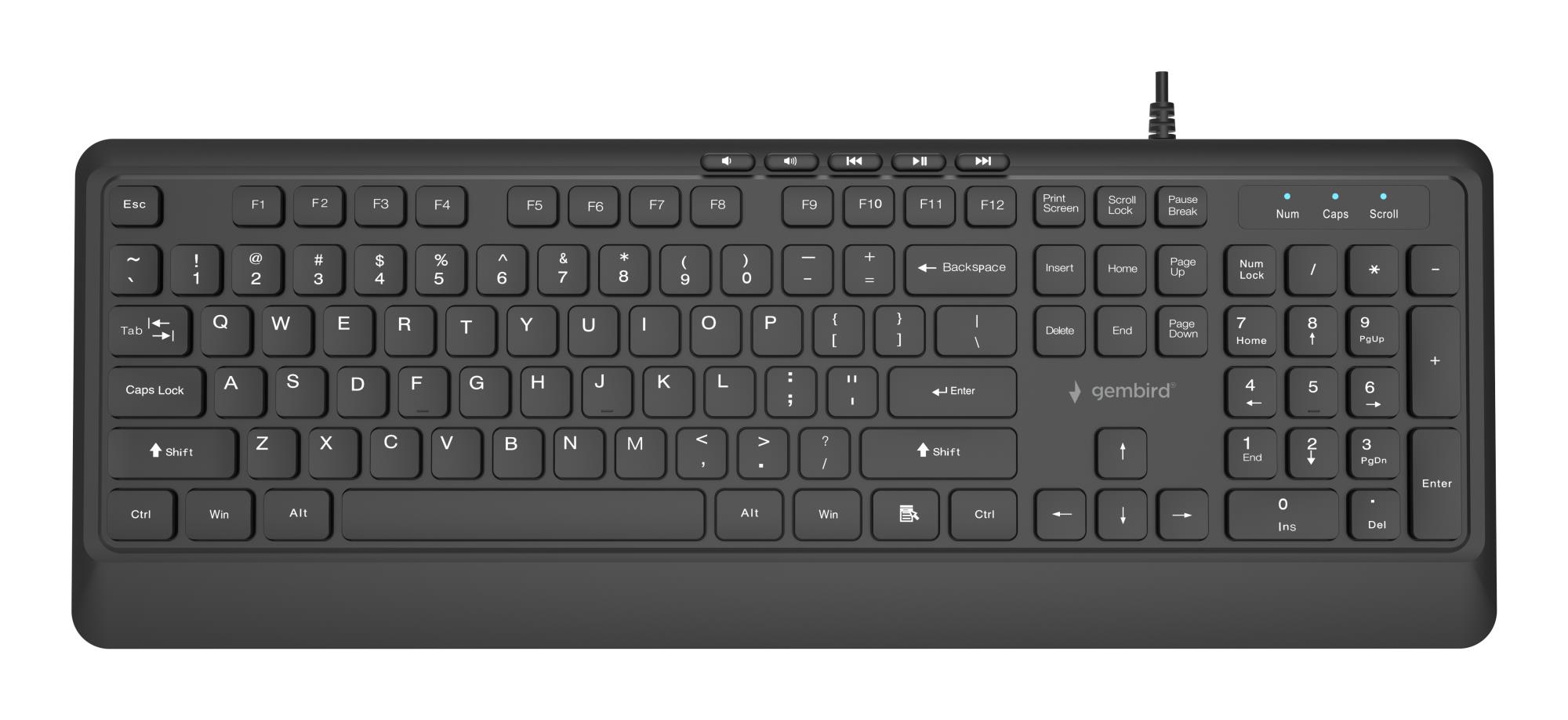 GEMBIRD KB-MCH-05 daugialypės terpės klaviatūra USB, ENG, juoda