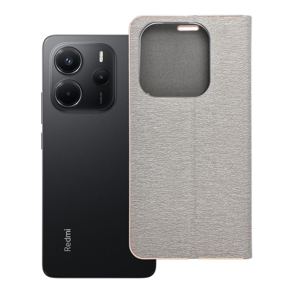 LUNA Book Gold dėklas telefonui XIAOMI Redmi Note 14 5G sidabrinis