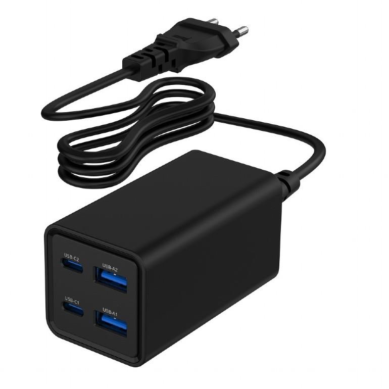 Universalus USB įkroviklis 4 prievadai 65W TA-UC-2A2C-PD65-01-BK GEMBIRD