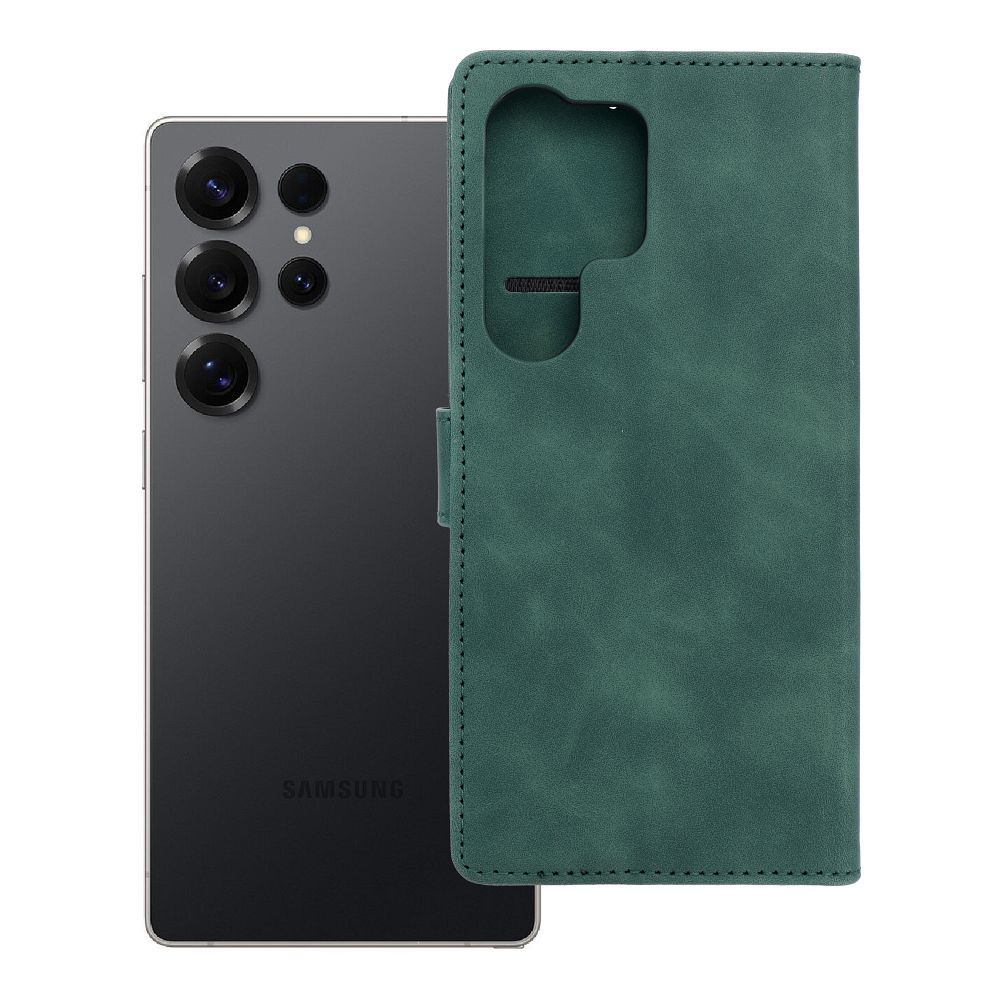 TENDER knygos dėklas telefonui SAMSUNG S25 Ultra žalias