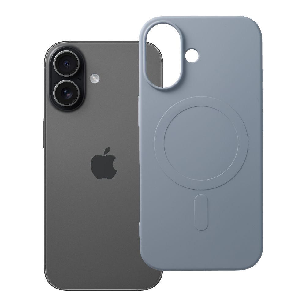 SILICONE MAG DĖKLAS (didelė skylė) suderinamas su MagSafe IPHONE 17 šviesiai mėlyna
