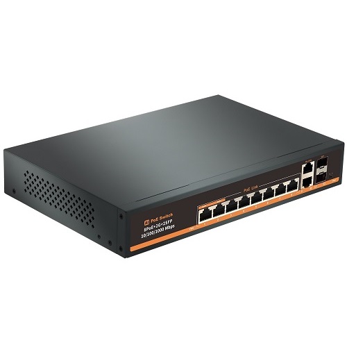 PoE komutatorius 8 prievadų 1000Mbps +2G aukštyn +2G SFP