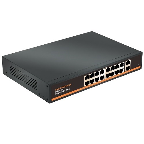 PoE komutatorius 16 prievadų 1000Mbps +2G aukštyn