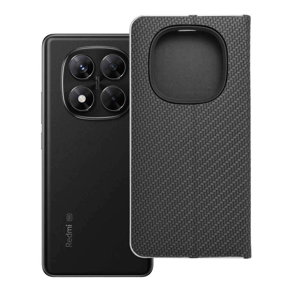 LUNA Book Carbon dėklas telefonui XIAOMI Redmi Note 14 PRO 5G / 14 PRO PLUS 5G juodas
