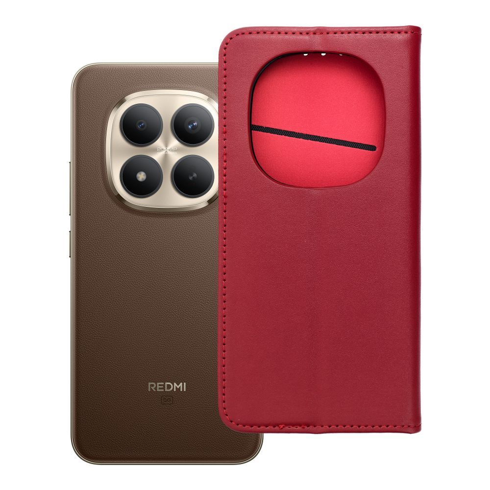 SMART PRO Knygutė leather dėklas for XIAOMI Redmi Note 15 PRO PLUS 5G claret