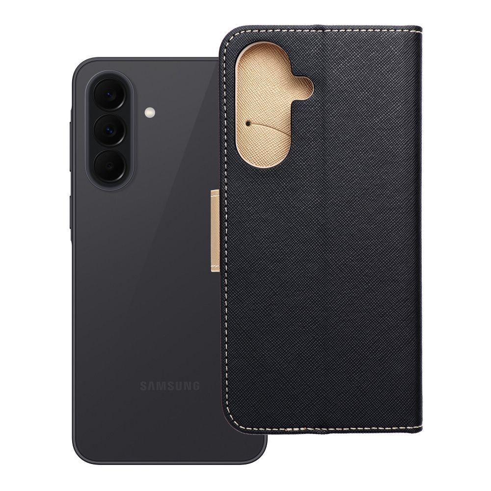 FANCY Book dėklas SAMSUNG A37 black / gold