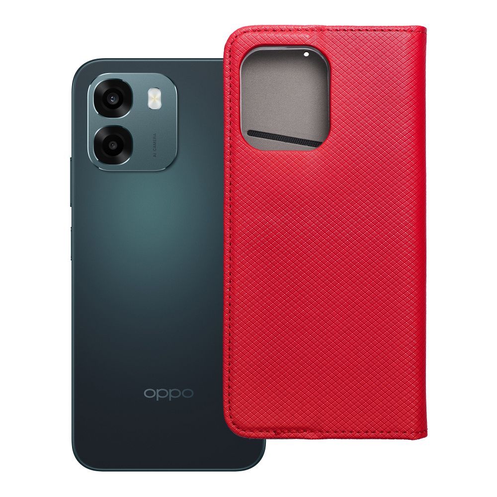 Atverčiamas Smart Case Book dėklas, skirtas Oppo A6, raudonas
