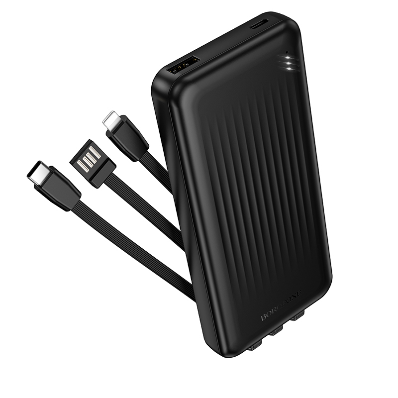 Borofone Išorinė baterija BJ79 Clever - USB - su Type C ir Lightning kabeliais juoda