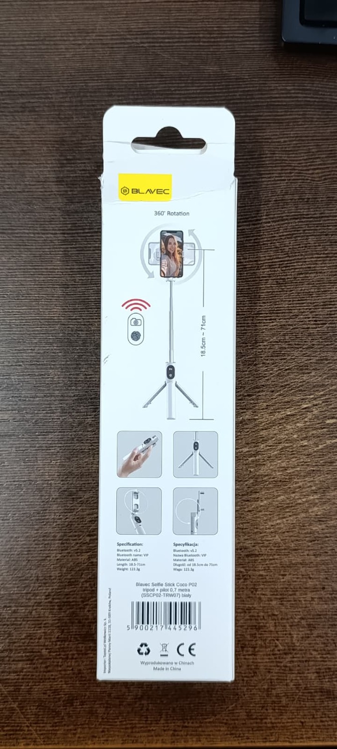 Blavec Selfie Stick Coco P-02 tripod + remote control 0,7 metres (SSCP02-TRW07) white (damaged packaging)