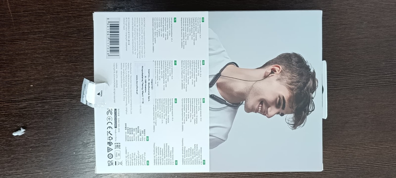 Borofone Sports ausinės BE70 Light bluetooth juodos (pažeista pakuotė)