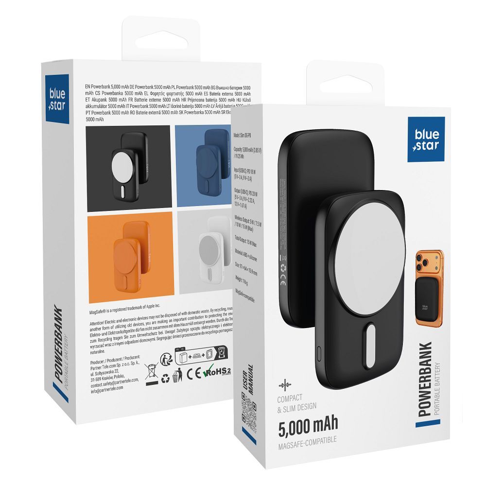 Powerbank suderinamas su MagSafe Blue Star Slim DG-P8 15W 5000 mAh juodas
