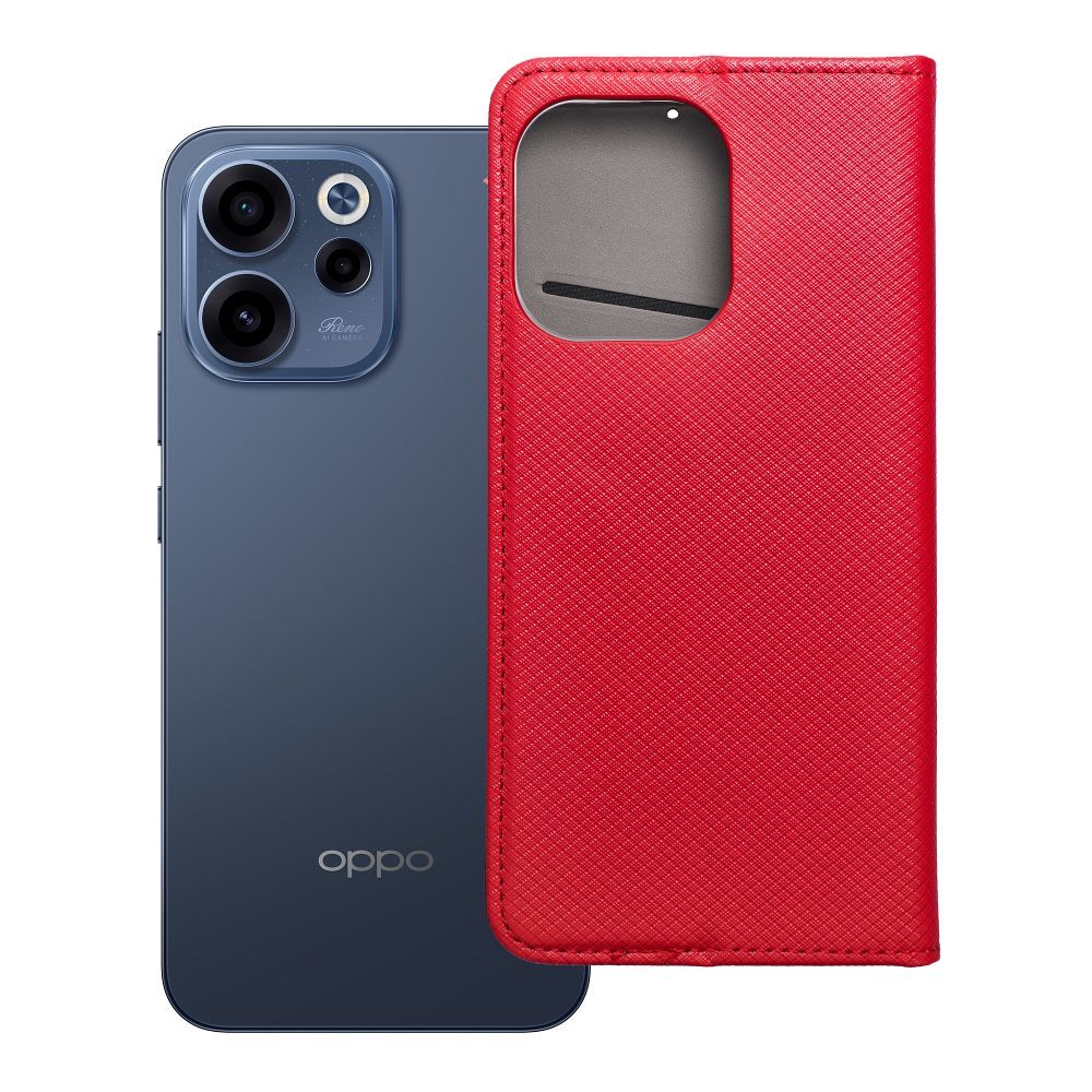 Atverčiamas Smart Case Book dėklas, skirtas Oppo Reno 15F, raudonas