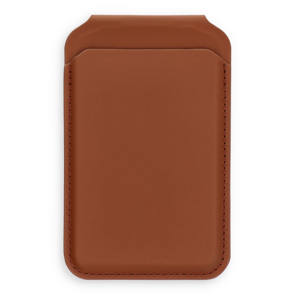 Odinis piniginė su stovu, suderinama su MagSafe Satechi Vegan Leather Wallet Stand ruda
