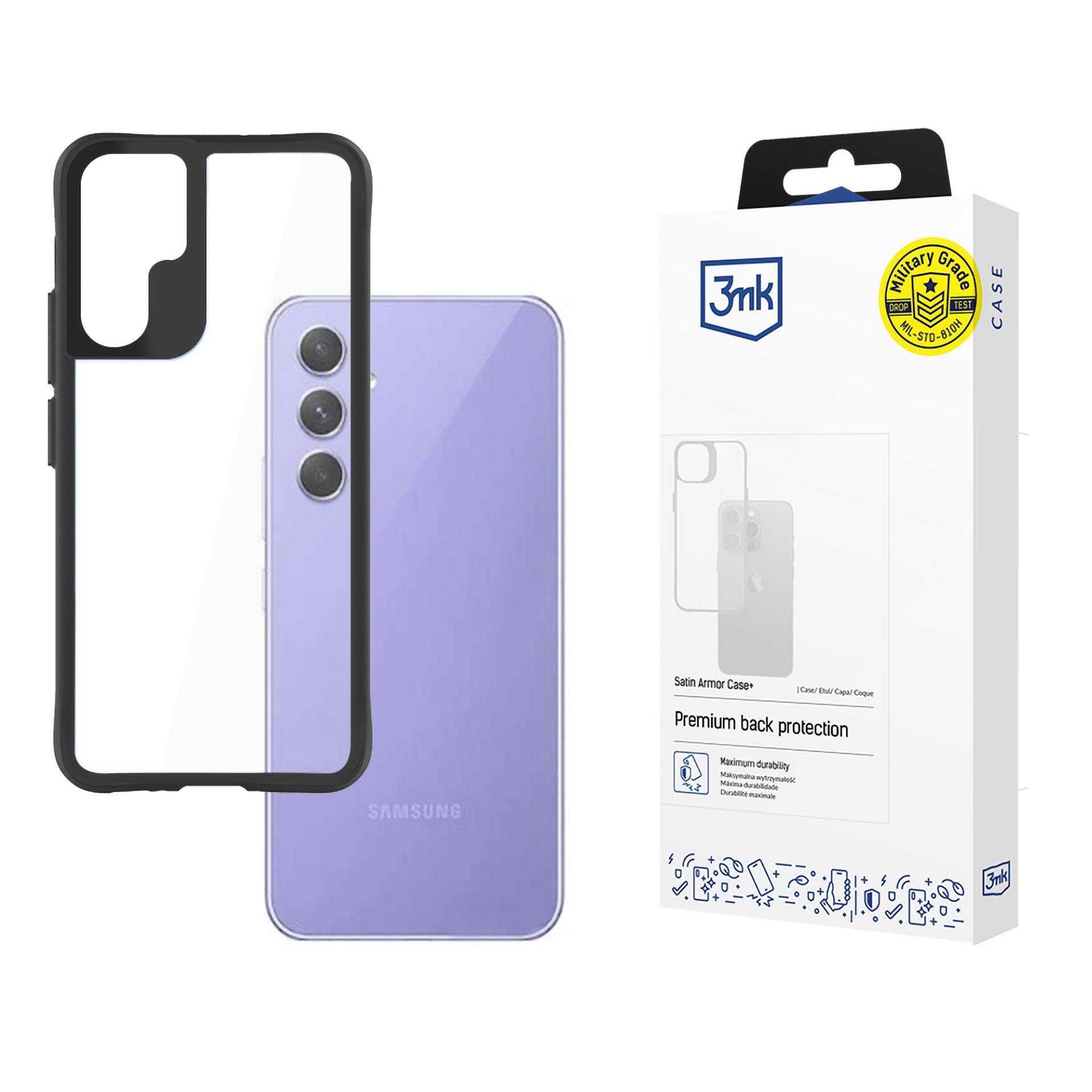 Dėklas telefonui Samsung Galaxy A54 5G 3mk Satin Armor Case+ serija – juodas