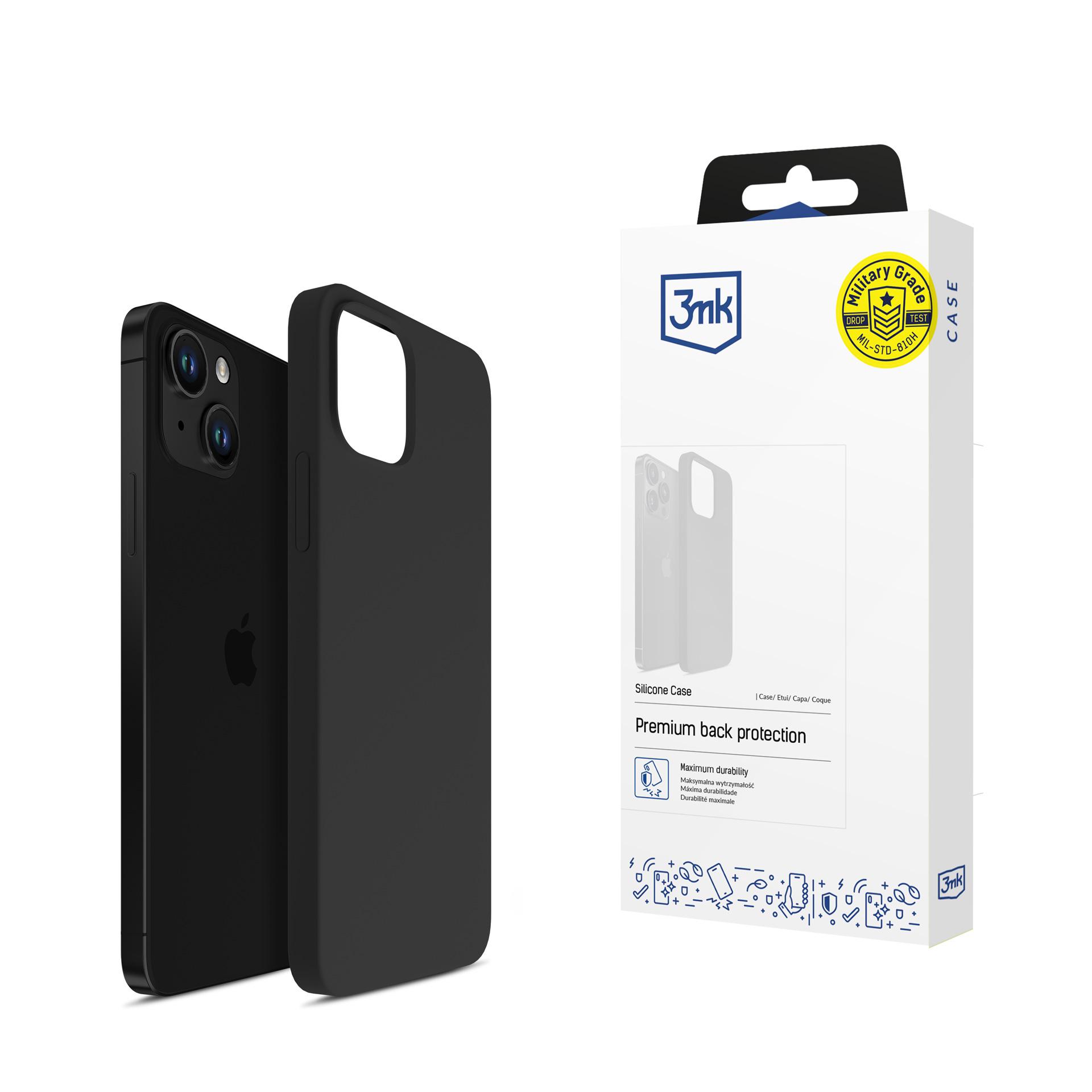 iPhone 14 Plus 3mk Silicone Case serija - juodas
