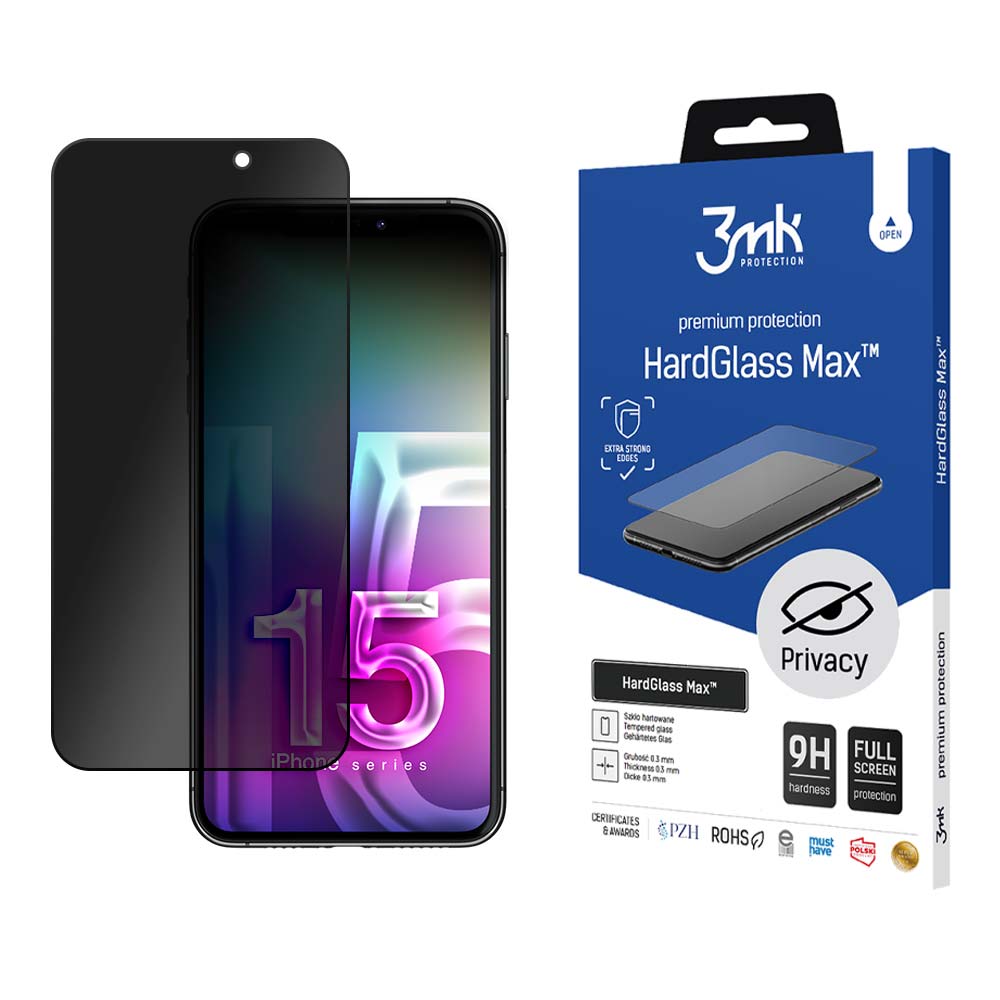 Apple iPhone 15 Plus - 3mk apsauginis stiklas HardGlass Max Privacy™