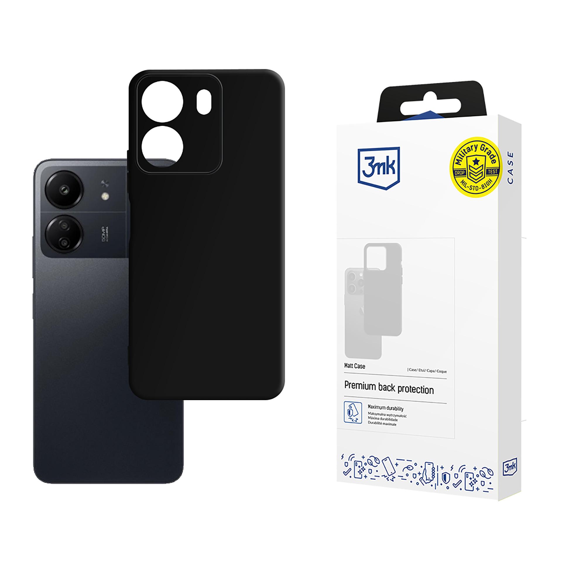 3mk Matinis dėklas telefonui Xiaomi Redmi 13C / Poco C65 - juoda