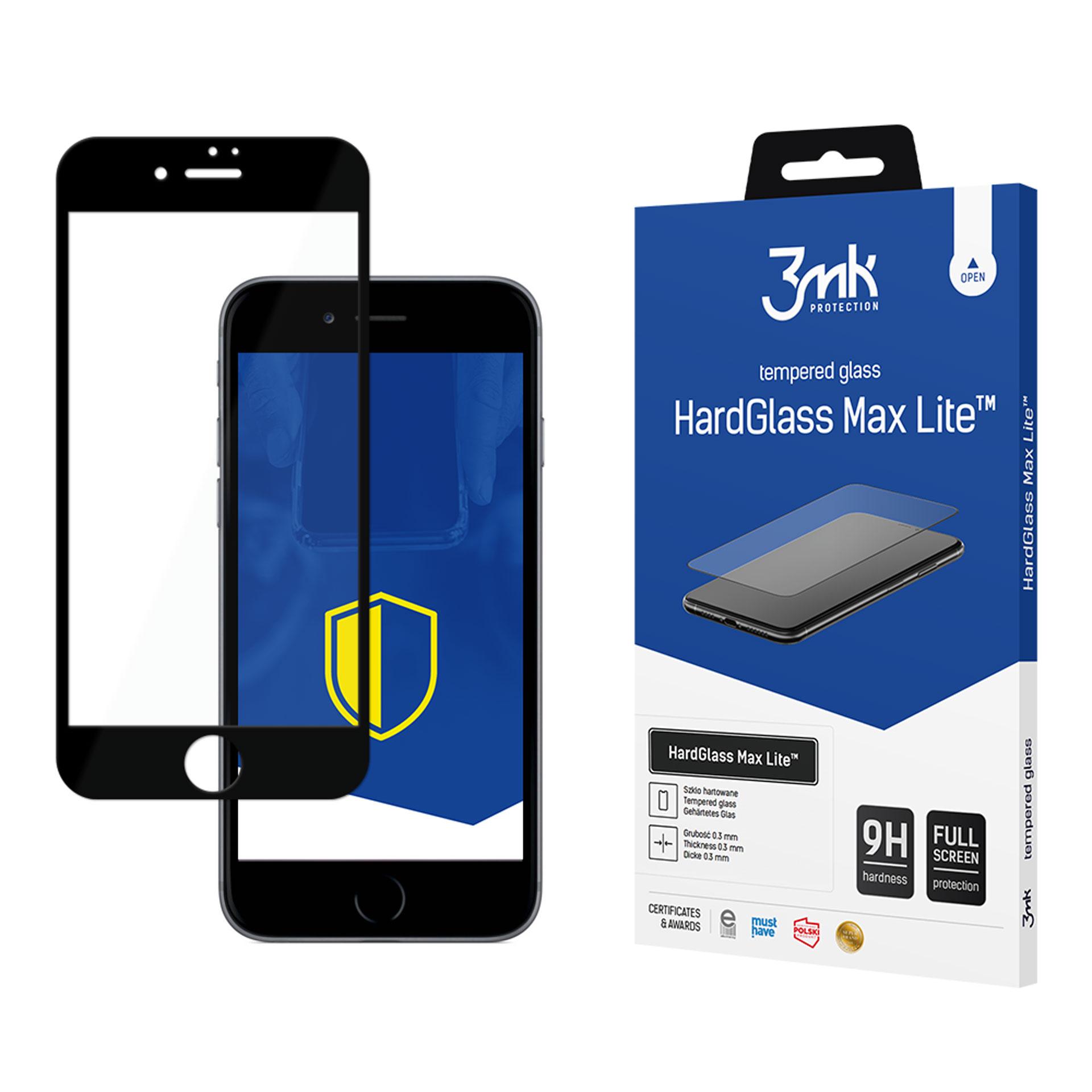 9H 3mk HardGlass Max Lite™ stiklas iPhone 7 / 8 - su juodu rėmeliu