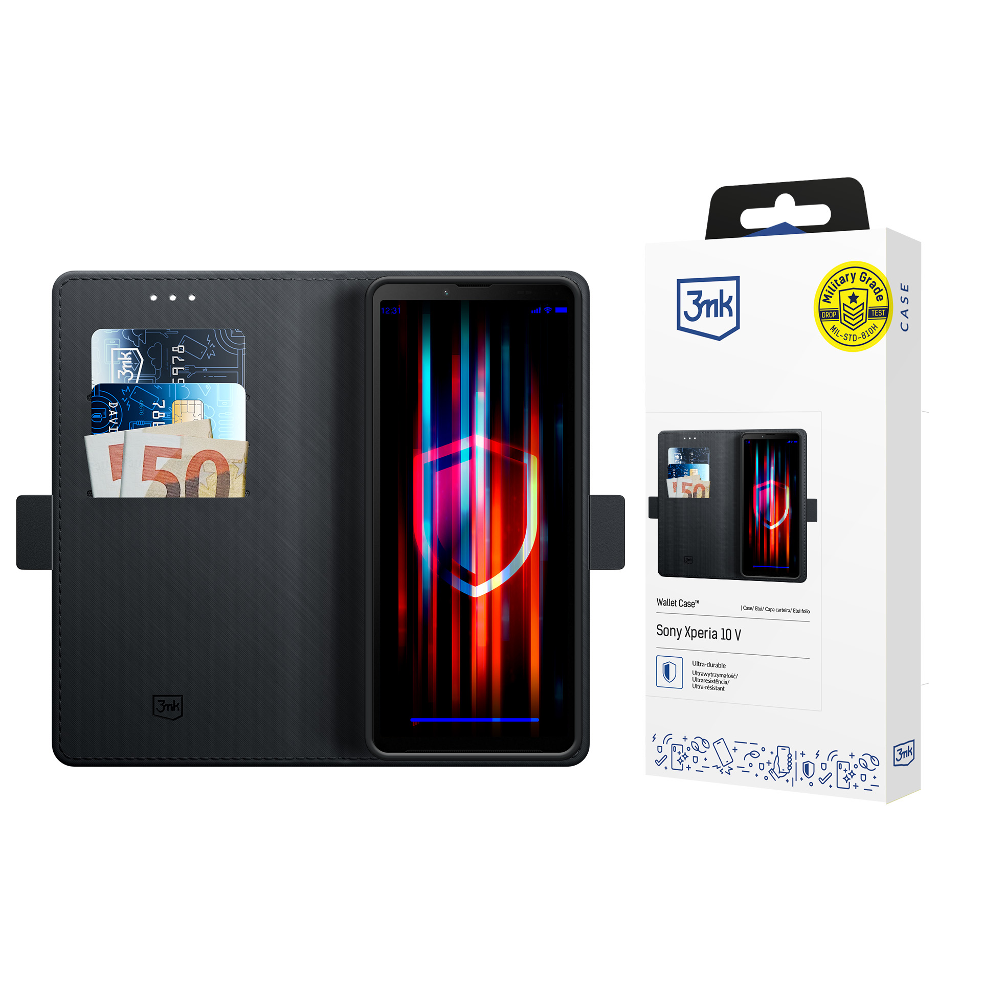 3mk piniginis dėklas telefonui Sony Xperia 10 V - juodas