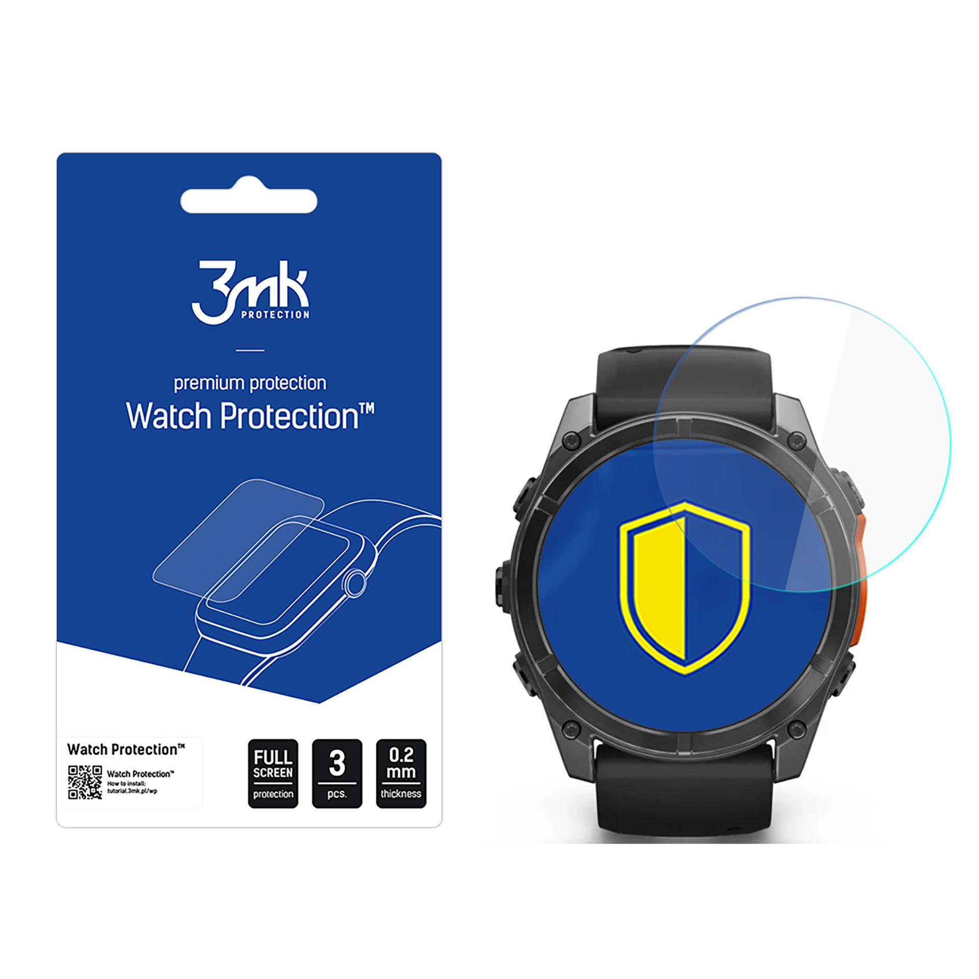 Hibridinis stiklas 3mk laikrodžio apsauga FlexibleGlass Garmin Fenix 8 Amoled 51mm